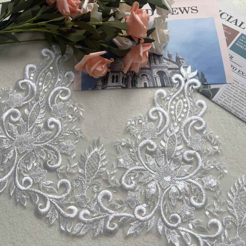 embroidered lace trim fabric