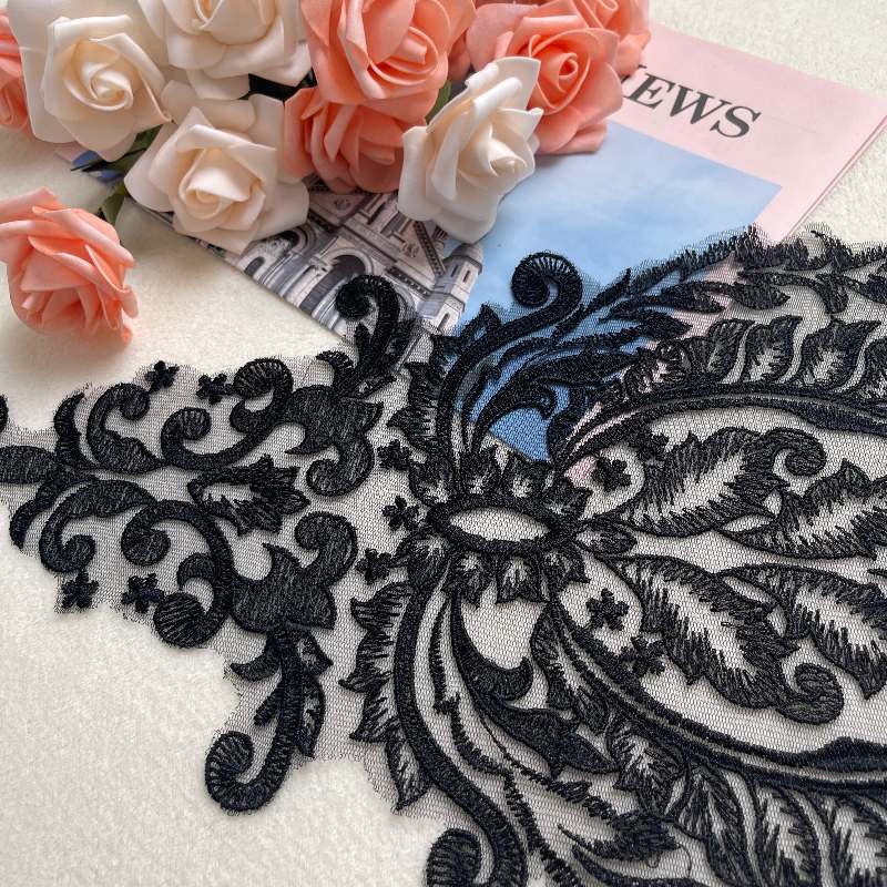 flower applique cord lace for nigerian party dress