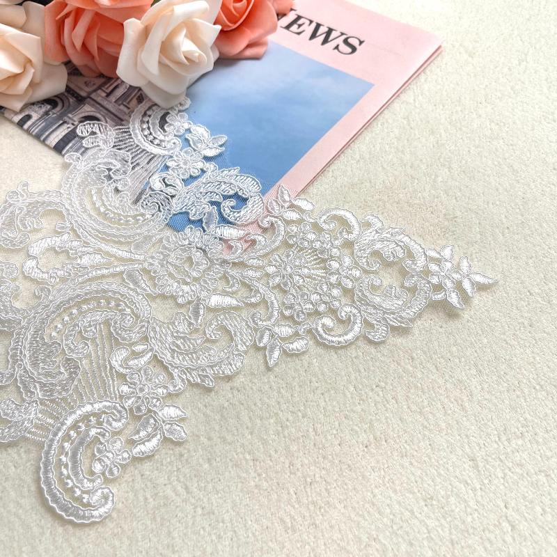 lace fabric sequin floral embroidered patches