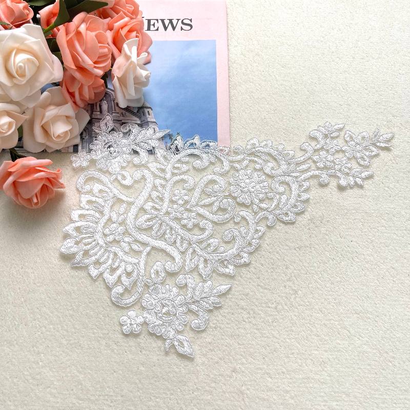 beautiful embroidered flower lace applique