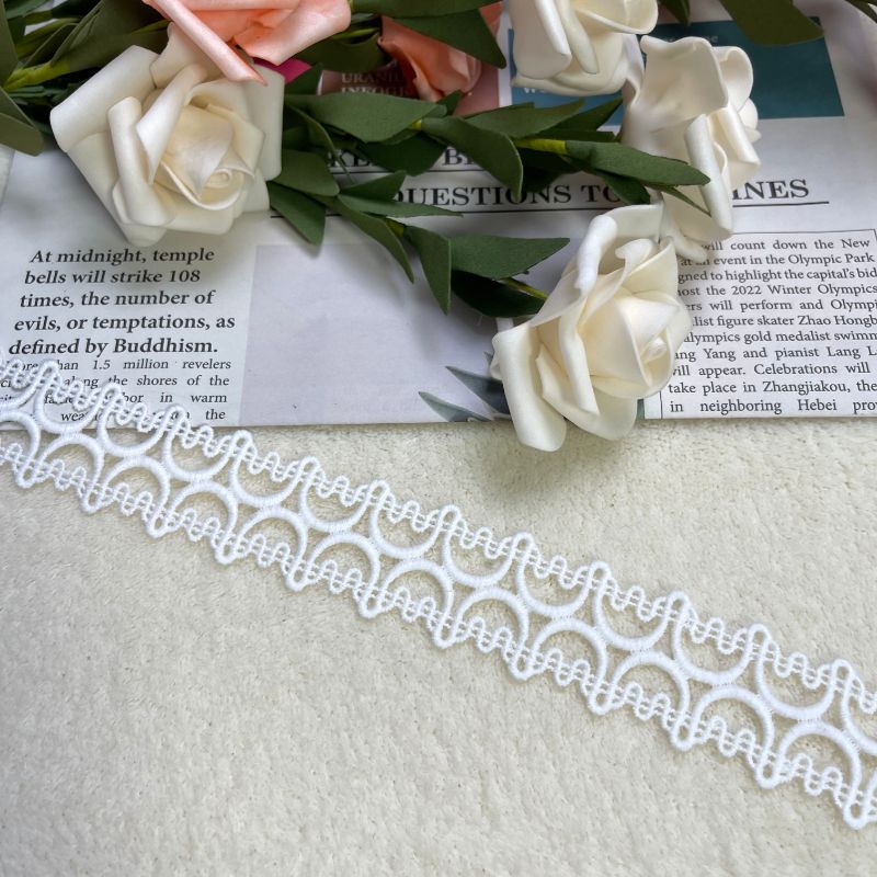 embroidery cotton lace trim 5cm beige