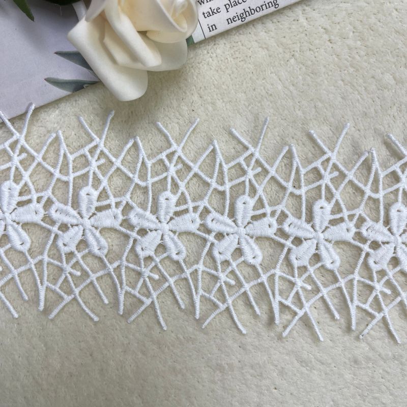 cotton eyelet lace trim in stock water soluble fabric