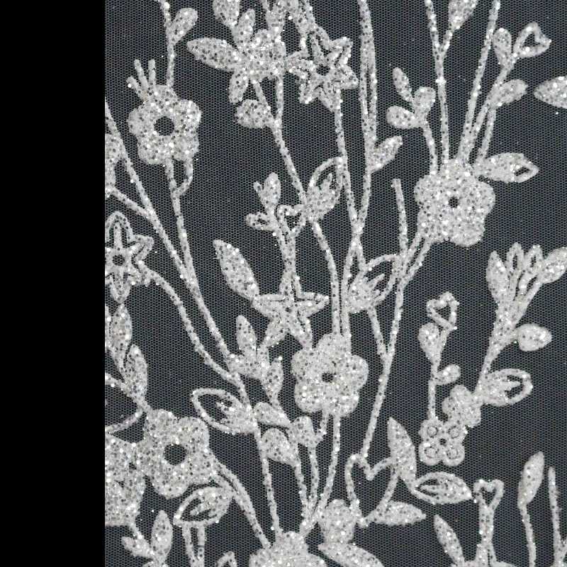 Customized glitter lace fabric