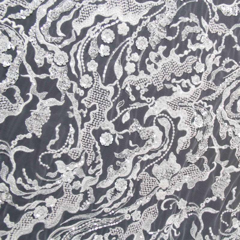 wholesale price black lace beaded fabric