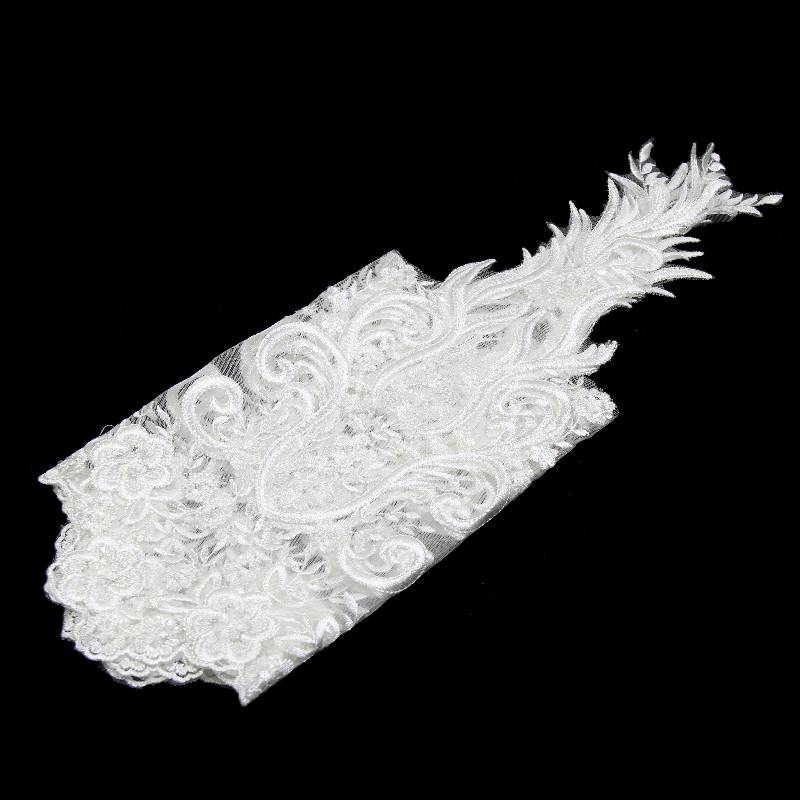 bridal dress veil lace trimming white ivory